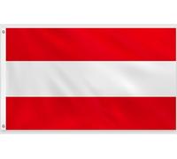 PartyYaa Bandiera austriaca, 150 x 90 cm, stampa su un lato con 2 occhielli in ottone, resistente all'acqua, per feste nazionali, Mondiali, EM, Olimpici, strade, bar