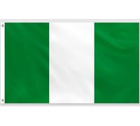 PartyYaa Bandiera della Nigeria, 150 x 90 cm, stampa unilaterale con 2 occhielli in ottone, impermeabile, per festa nazionale, Eid al-Adha, Mondiali, Olimpici, strade, giardino, bar