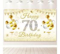 PartyYaa Decorazioni per 70° compleanno, striscione per 70° compleanno, sfondo per cabina fotografica extra large, poster decorativo per uomini e donne
