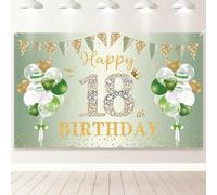 PartyYaa Striscione decorativo per 18° compleanno, striscione con scritta "Happy 18th Birthday", sfondo per foto per feste, poster decorativo per ragazze e ragazzi