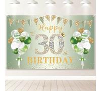 PartyYaa Striscione decorativo per 30° compleanno, striscione con scritta "Happy 30th Birthday", extra large, per foto per feste, poster decorativo per uomini e donne