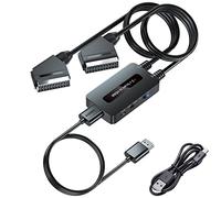 PARUIEN Convertitore da Scart a HDMI con Interruttore di Uscita 720P/1080P, Convertitore di Due Scart in Uno Uscita HDMI, Compatibile con DVD/STB/Sky