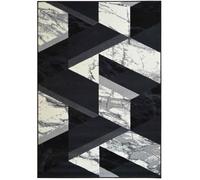 Parure (3 pezzi) di Tappeti moderno geometrico optical DESIGN 4231 NERO BIANCO tris scendiletto camera da letto matrimoniale