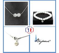 Parure Braccialetto Collana 2 Perle Selenite Del Marocco 8 Mm. Catena IN Taglia