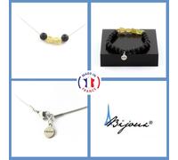 Parure Braccialetto Collana Apatite Giallo Di Madagascar + Perle Onice Nero UK P