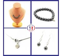 Parure Braccialetto Collana Orecchini Pendenti 10 Perle Taglia Personnal