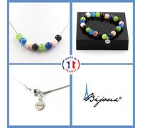 Pietre E Minéraux. Parure Braccialetto Collana Perle Agata Nero + Peridoto + AGM
