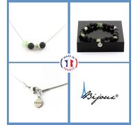 Parure Braccialetto Collana Perle Apatite Verde Madagascar + Lava 8 Taglia Pers