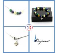 Minerali Collezione. Parure Braccialetto Collana Perle Citrino + Lapislazzuli +