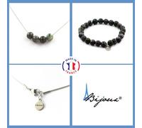 Parure Braccialetto Collana Perle Labradorite + Turchese Africano 8 Mm. Taglia P