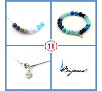 Parure Braccialetto Collana Perle Lapislazzuli + Agata Phylum Blu + Taglia Perso