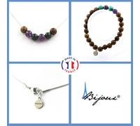 Parure Braccialetto Collana Perle Malachite Del Congo + Ametista + Legno 8