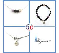 Parure Braccialetto Collana Perle Mica Viola Di Tanzania + Onice Nero Opaco UK P