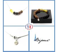 Parure Braccialetto Collana Perle Opale Giallo Australia + Onice Taglia per