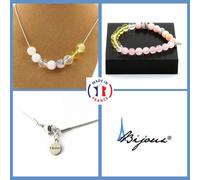 Parure Braccialetto Collana Perle Opale Rosa + Quarzo Citrino + Taglia Pers