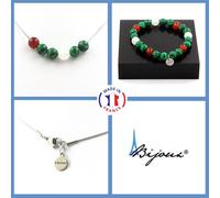 Parure Braccialetto Collana Perle Pietra di Luna + Agata Rosso + Taglia