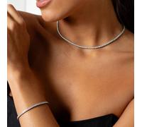 Parure Collana e Bracciale Tennis Bianchi Donna con Cristalli Swarovski Elements