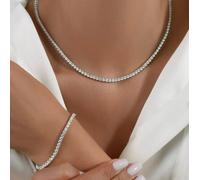 Parure Collana e Bracciale Tennis Trilogy con Cristalli Swarovski Elements 2mm