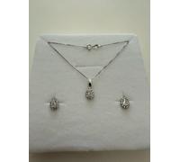 Parure COLLANA PUNTO LUCE Con ORECCHINI In ORO BIANCO 18 KARATI 750% E ZIRCONI