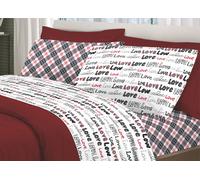 Parure Completo Lenzuola Letto Puro Cotone Linea Young Modello Love Love