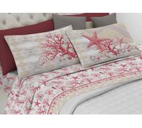 Parure Completo Lenzuola Puro Cotone Linea Pensieri Delicati Mod. Marina New