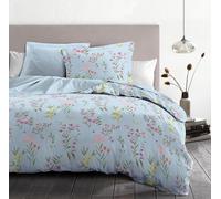 Parure copripiumino 200 x 200 cm - 3 pezzi - morbido percalle di cotone - federa + federe - blu pastello - modello La fiammeggiante