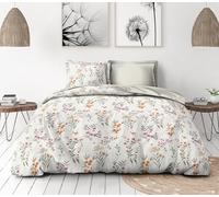 Parure copripiumino 240 x 260 cm - 3 pezzi - morbido percalle di cotone - copripiumino + federe - bianco sporco - modello La fiammeggiante