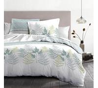Parure copripiumino 240 x 260 cm - 3 pezzi - morbido percalle di cotone - federa - bianco e verde acqua - modello La Marquise