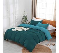Parure Copripiumino Bicolor 100% Cotone con Federe con Bottone