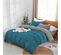 Parure Copripiumino Bicolor 100% Cotone con Federe con Bottone