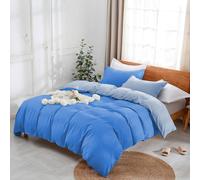 Parure Copripiumino Bicolor 100% Cotone con Federe con Bottone