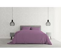 Parure Copripiumino ELEGANT Letto Matrimoniale 100% Microfibra, Made in Italy - Set Copri Piumino - Sacco Piumone 250x200cm con Patella + 2 Federe 50x80cm, Tinta Unita - Lilla