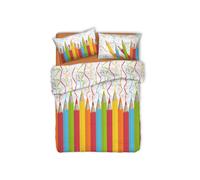 Parure Copripiumino In 100% Cotone Linea Pensieri Delicati Dis. Matitoni Arancio