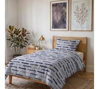 Parure Copripiumino KARMA Letto Piazza e Mezza 100% Poliestere lavorato in Italia - Set Copripiumino Sacco 200x200 cm + Patella e Federa 50x80 cm con Patella - FUN BLU