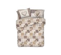Parure Copripiumino Linea Pensieri Delicati in 100% Cotone Dis. Love Mountain Matrimoniale Beige