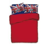 PARURE COPRIPIUMINO MATRIMONIALE 2 PIAZZE LONDRA LONDON INGHILTERRA ROSSO cotone