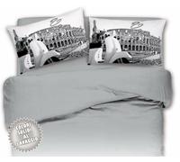 PARURE COPRIPIUMINO matrimoniale 2 piazze ROMA BIANCO E NERO GRIGIO 100% cotone