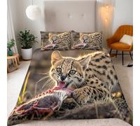 Parure Copripiumino Matrimoniale 220x240 cm Ghepardo Animali Delle Praterie Set Copripiumino 3D Microfibra 2 Federe 50x75 con Ultra Angoli Fissi e Cerniera Morbido Leggero e Facile da Lavare