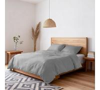 Parure Copripiumino Matrimoniale - Copri Piumino 250x200 + Patella e 2 Federe 50x80 - Copri Piumone Microfibra No Stiro Effetto Stropicciato, Finiture Artigianali- Sacco Riutilizzabile (Grigio Chiaro)