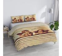 Parure Copripiumino Matrimoniale “Sogni d’Autore” 100% cotone, Made in Italy, 250×200 cm con Doppia Patella 50 cm + 2 Federe 50×80 cm con Patella Interna, Stampa Digitale - SD59