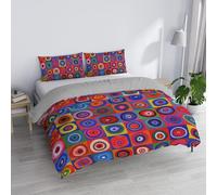 Parure Copripiumino Matrimoniale “Sogni d’Autore” 100% cotone, Made in Italy, 250×200 cm con Doppia Patella 50 cm + 2 Federe 50×80 cm con Patella Interna, Stampa Digitale - SD64