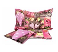 Parure copripiumino matrimoniale stampa digitale CUORI e ROSE san valentino shab