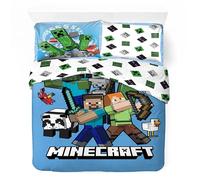 Parure Copripiumino Minecraft in Cotone per 2 Persone, Completo Letto Reversibile 240x220 cm, 2 Federe 65x65 cm, 100% Cotone (Parure Minecraft)
