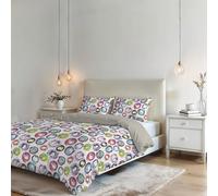 Parure Copripiumino NO STIRO FANTASY - prodotto in Italia - Set Copripiumino - Letto Matrimoniale, Microfibra - Sacco 250x200 cm + Patella e 2 Federe 50x80 cm - Cerchi Astratti