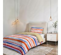 Parure Copripiumino NO STIRO FANTASY - prodotto in Italia - Set Copripiumino - Letto Piazza e Mezza, Microfibra - Sacco 200x200 cm + Patella e Federa 50x80 cm - Strisce