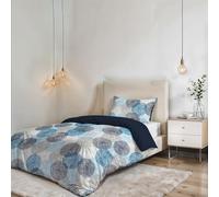 Parure Copripiumino NO STIRO FANTASY - prodotto in Italia - Set Copripiumino - Letto Piazza e Mezza, Microfibra - Sacco 200x200 cm + Patella e Federa 50x80 cm - Soffioni Blu