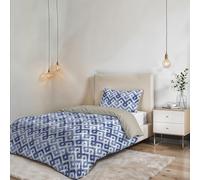 Parure Copripiumino NO STIRO FANTASY - prodotto in Italia - Set Copripiumino - Letto Piazza e Mezza, Microfibra - Sacco 200x200 cm + Patella e Federa 50x80 cm - Rombi
