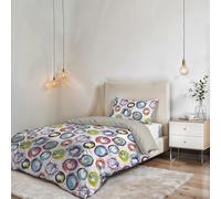 Parure Copripiumino NO STIRO FANTASY - prodotto in Italia - Set Copripiumino - Letto Singolo, Microfibra - Sacco 150x200 cm + Patella e Federa 50x80 cm - Cerchi Astratti