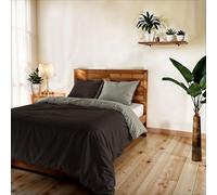 Parure Copripiumino Piazza e Mezza 200x200 cm, Made in Italy - Patella e 2 Federe 50x80 cm - Double Face Tinta Unita - Sacco con Fissaggio Sotto Materasso (Piazza e Mezzo, marrone / tortora)