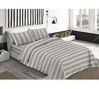Parure Copripiumino Sacco Camera Letto in 100% Cotone Varie Fantasie RP Piazza 1-2 Riga Larga Grigio
